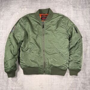 Schott NYC Jacket Mens Medium Green MA-1 Flight Bomber In De Goot NASA Patch